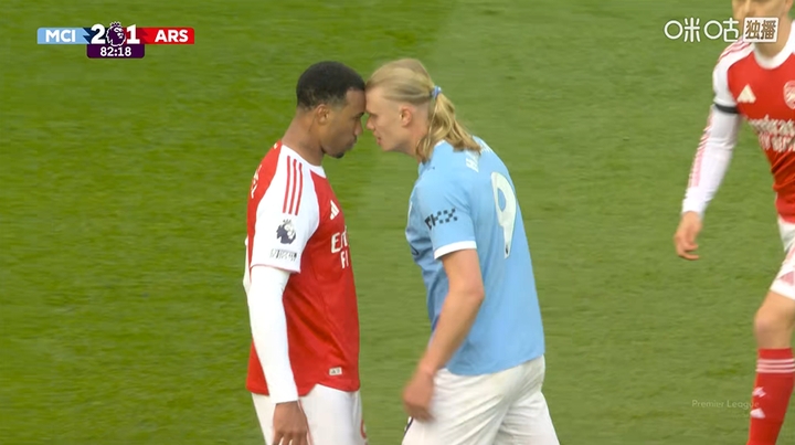 哈兰德未倒加布里埃尔逃红 记者指曼城前锋克制救枪手后卫