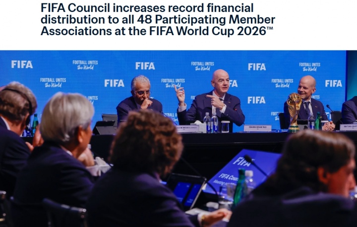 FIFA大会通过捂嘴红牌、黄牌清零等多项改革,2026世界杯分成增至8.71亿
