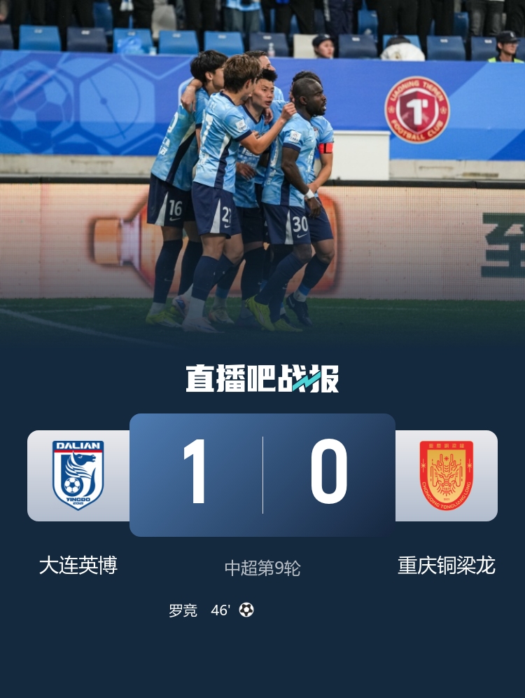 积分追平对手!大连英博1-0送重庆铜梁龙赛季首败 罗竞凌空斩制胜 积分追平对手!大连英博1-0送重庆铜梁龙赛季首败 罗竞凌空斩制胜